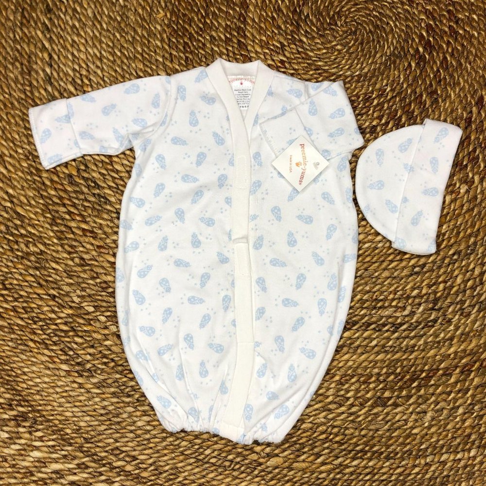 NWT Preemie Sac Gown‎ Baby Boy Blue